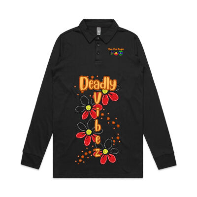 Char-char Indigenous designed long sleeve polo shirt  Thumbnail