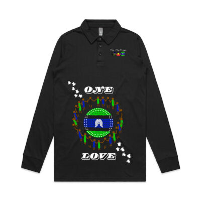 Char-char Indigenous designed long sleeve polo shirt  Thumbnail